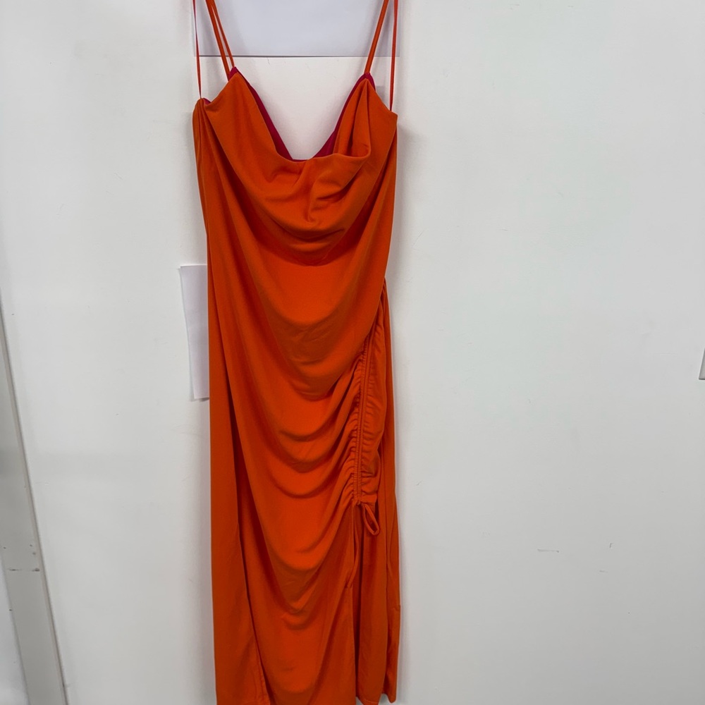 Steve Madden Orange Ruched Slip Dress